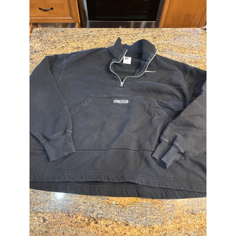 Nike Sportswear Quarter Zip Fleece Sweatshirt Black Oversized Cropped Womens M